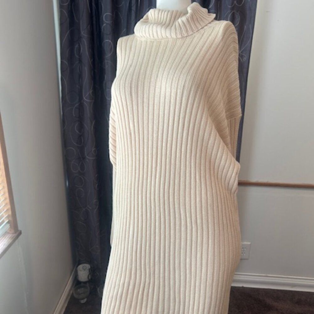 Fashion Nova Cream Rib knit turtleneck sweater, size 2X